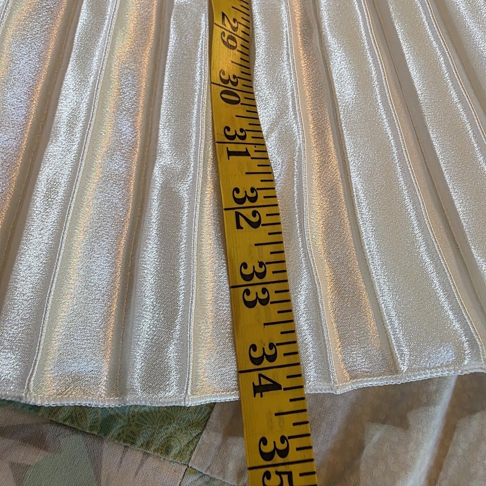 Liquid Satin Bright White Pleated Midi Skirt High Waist Retro Cottagecore Small - Picture 5 of 6